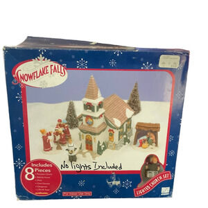 SnowFlake Falls Lighted Church Set 2002